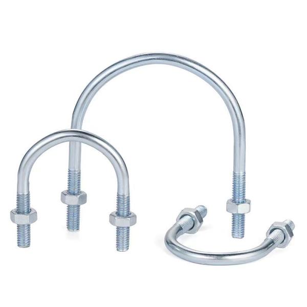 Made in China Blue and White Galvanized U-bolt High Quality and Low-priced U-shaped Bolt Customizable U-shaped Pipe Clamp