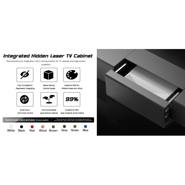 Motorized Laser TV Cabinet for short throw laser projector