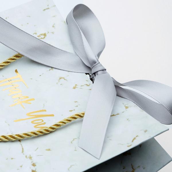 Ivory paper customised marble paper bag stone design candy bags handmade rope handle