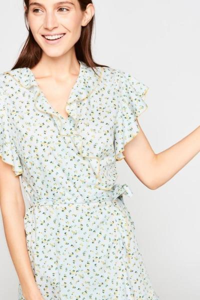 Ladies Mini Dress Floral Wrap Dresses Cotton For woman