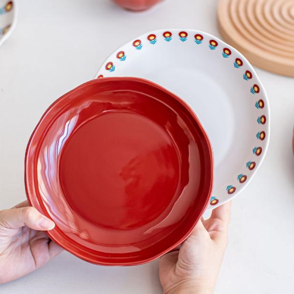 Cerâmica de estilo nórdico Serviços de mesa de luxo Porcelana de planta de padrão Serviços de jantar para 8 pessoas