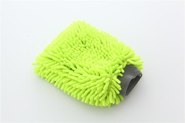 Green color high quality double side microfiber chenille car cleaning detailing house cleaning wash mitts/gloves