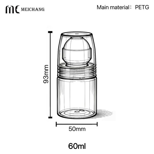 60ml PETG Clear Roller Ball Bottle for Pet Pheromone Calming & Heat Suppression Solutions(MC-PETG-1119-2)