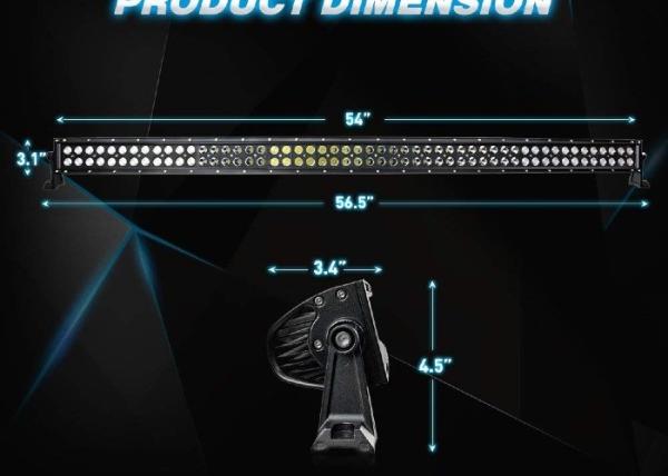 Waterproof IP67 Black Cover Curved 312W Led Light Bar 52Inch Led Car Lightbar