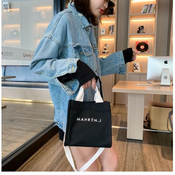 Customized Color Small Woman Cotton Canvas Shopping Tote Bag with Custom Printed Logo