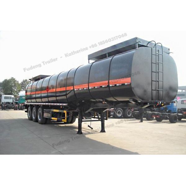 33000 Liters Asphalt Tank Trailer With Insulting Layer , Carbon Steel Tanker Trailer