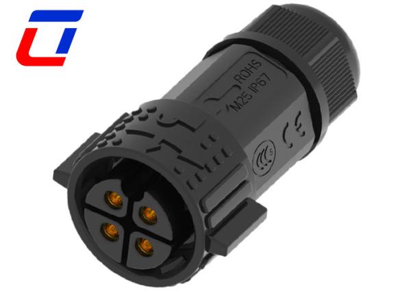 Industrial Plastic 50A Waterproof Male Female Connectors IP67 600V 4 Pin