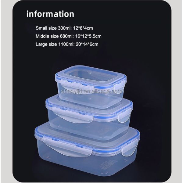 3pcs Airtight Plastic Storage Box Set for Multi-functional Food Storage Containers