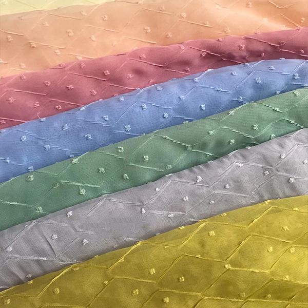 100-250gsm Polyester Tulle Fabric Polka Dot Jacquard Crinkle Pleated Fabric