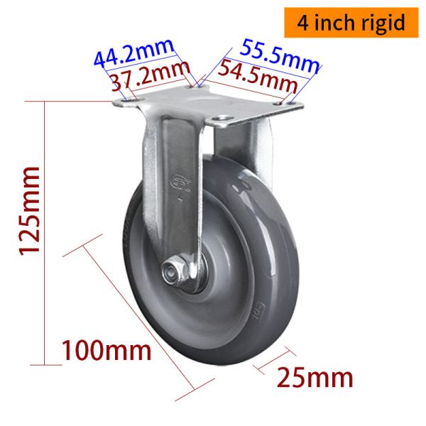 Couche en zinc rouleaux légers de service gris rouleaux de chaise de 4 pouces 364P-76