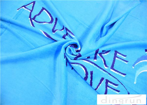 Blue Color Antistatic Custom Printed Beach Towels For Adults 400gsm