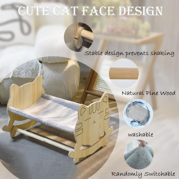 Cat Hammock with Two Removable Covers and Raised Wooden Frame Customized Logo Acceptable