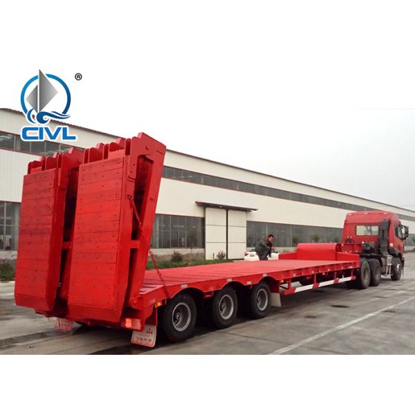 Civl 3 Axles Equipment Low Bed Trailer King Pin 3.5 Inch Q235 Material With Radial Tires