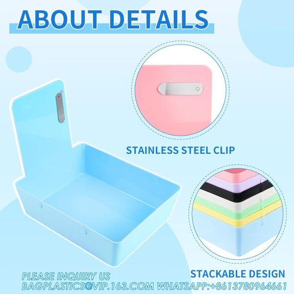 Dental Working Lab Pan, Dental Lab Work Case, Medium Plastic Pans With Stainless Steel Clip For Holding Job Cards