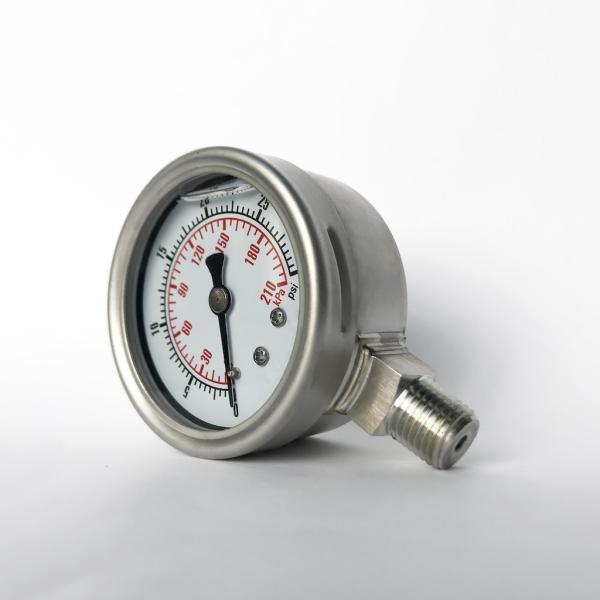 2.5 30 PSI Glycerin-filled Manometer SUS 316 Tube/Socket All Stainless Steel Pressure Gauge
