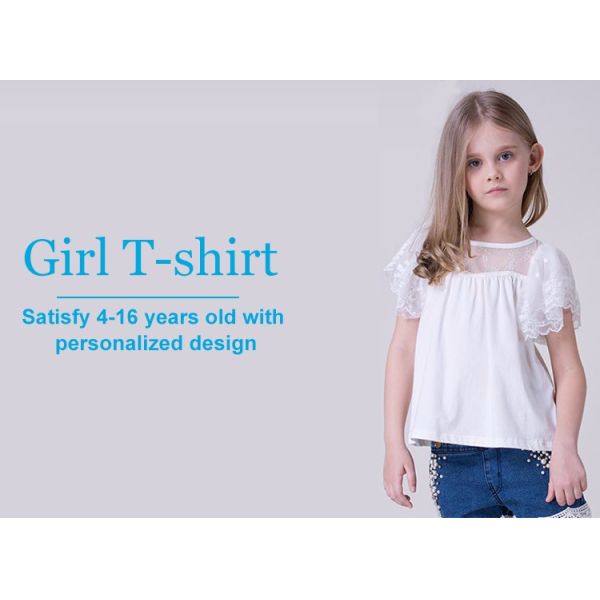 160 grams Fabric Weight O-Neck Short Sleeves Slim Crop Top Girls T-shirt For Kids Summer