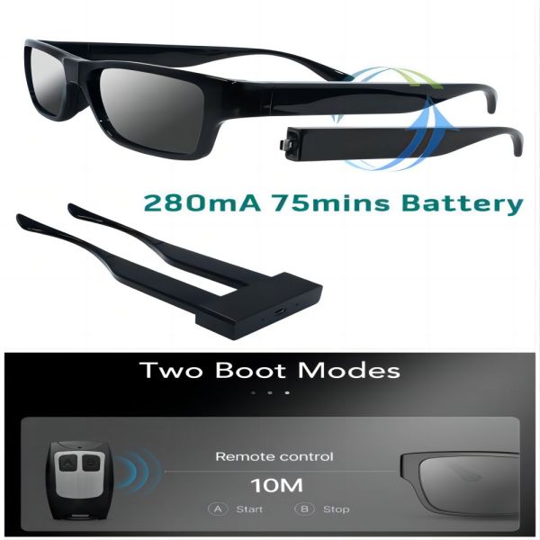 1080p HD Surveillance Camera Spy Video Sunglasses For Security 64G TF Card