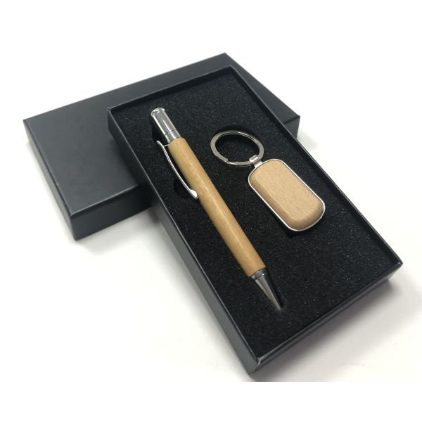 Random Combination Promotional Business Gifts Pen Leather Metal Keychain Card Holder Set