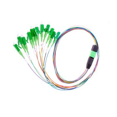 cabo de remendo MPO da fita de 5m G652D à trança do único modo 0.9mm da fibra do LC APC 12