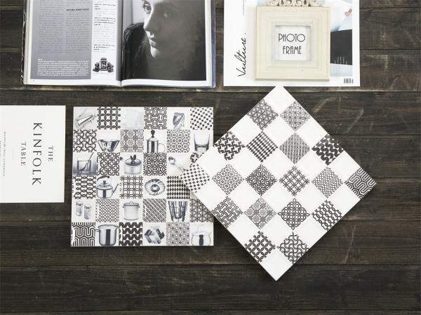 300x300mm Resistente a arranhões Encaustic Cerâmica azulejos rústicos para sala de estar e azulejos de parede duráveis para quarto branco e preto