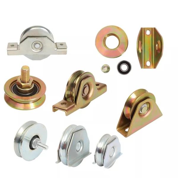 Rodas de porta deslizante galvanizadas Rodas de porta de ranhuras com suporte
