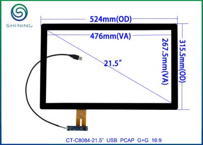Tela capacitiva feita sob encomenda 21,5 do painel de toque do 16:9 capacitivo projetado para quiosque