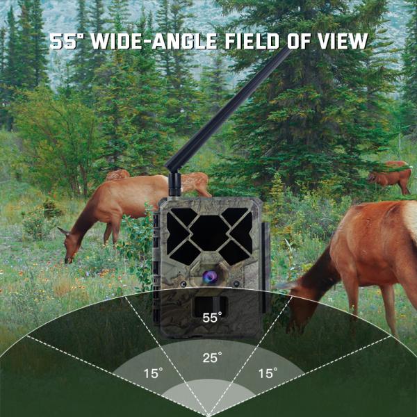 Caméra de chasse 4G télécommandée KW886 avec capacité vidéo 1080p et portée nocturne de 120 pieds