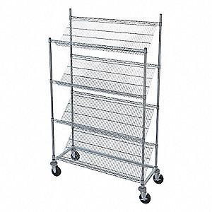Rust Proof Slanted Wire Shelving Rack Unit Chrome Finish 14D X 30W X 48H