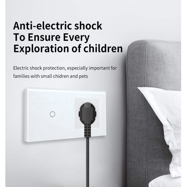 157*86mm European Standard Touch Light Switch with Tempered Glass Panel and Single Live Wire Control