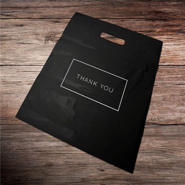 Die Cut LDPE 2.35mils Handles Shopping Bags SQP For Merchandise Gifts