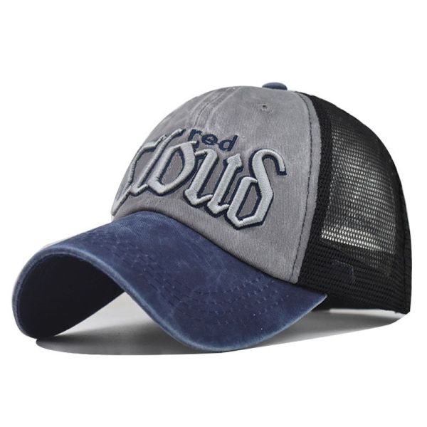 Unisex Embroidery Mesh Trucker Caps Plain Foam Polyester 2.5cm Visor