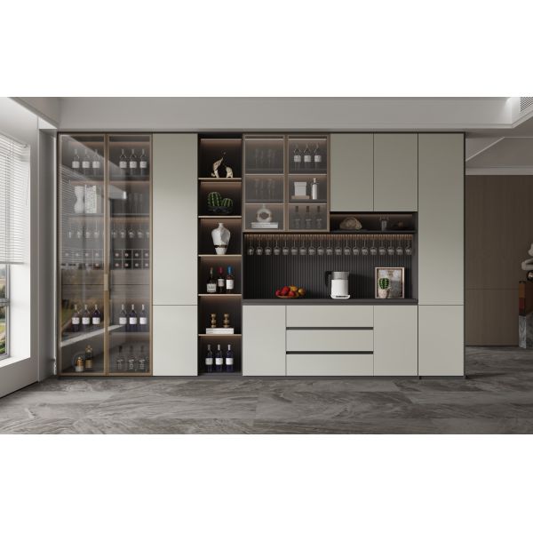 Modern Italian Nordic Wooden Wine Cabinet Design Glass Bar Living Room Furniture Wine Cooler