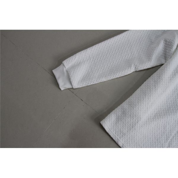 83% Polyester Womens White Crew Neck Sweatshirt Jacquard Design