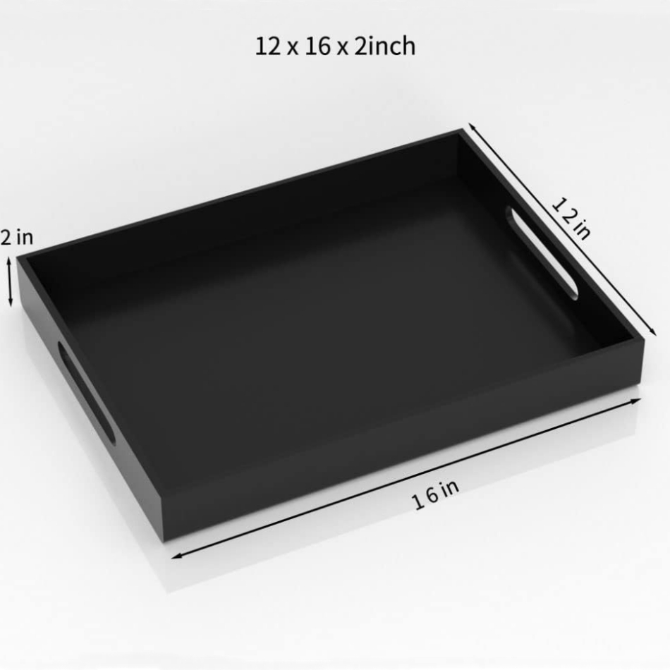 5MM Black Acrylic Serving Tray Rectangle For Hotels Resorts Hospitality