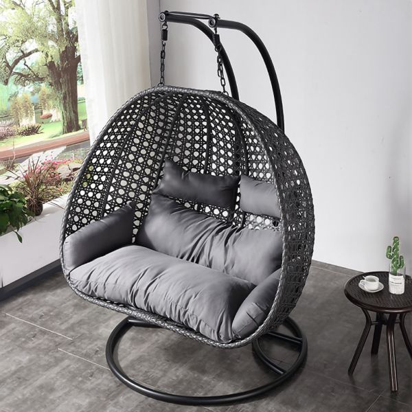 Modern Rattan Hanging Egg Chair With Stand The Perfect Addition to Your Outdoor Oasis