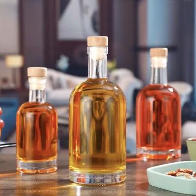250ml Round Boston Glass Wine Bottle 8oz Vodka Bottle With Cork Lid