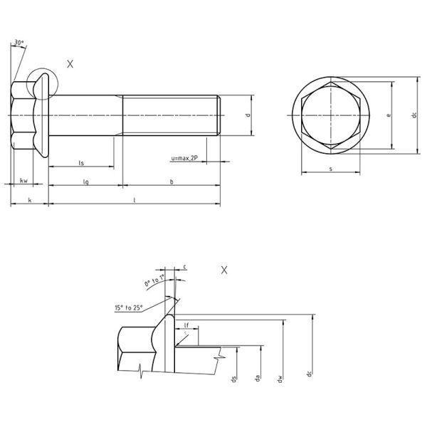 DIN 6921 - класс 6,8 цинка болтов с буртиком шестиугольника метрический/Black/HDG/Plian 8,8 10,9