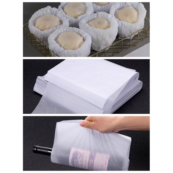 Tensile Strength 28gram White Glass Liner Paper Ton Protect Wine Bottle 11 x 14inch Papel de vidrio blanco de 28 gramos para forro de botellas de vino, 11 x 14 pulgadas