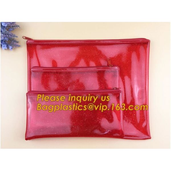 Promotional custom logo transparent pvc waterproof file pouch plastic document bag with zipper,Stationery Document File