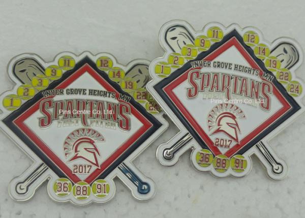 Die Stamped Memorial Metal Religious Lapel Pins / Zinc Alloy Base Ball Sports Pins