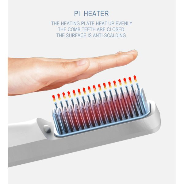 Portable 25W Wireless Straightening Ionic Hair Brush