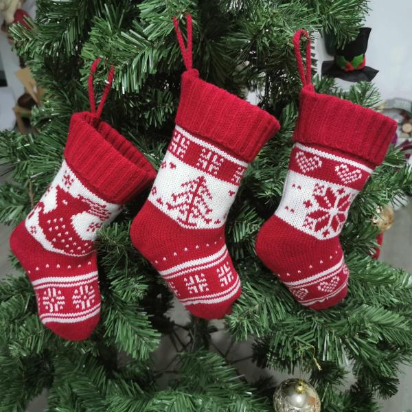 Hanging Christmas Knitted Stocking Decorations Stuffed Xmas Tree Hanging Toys