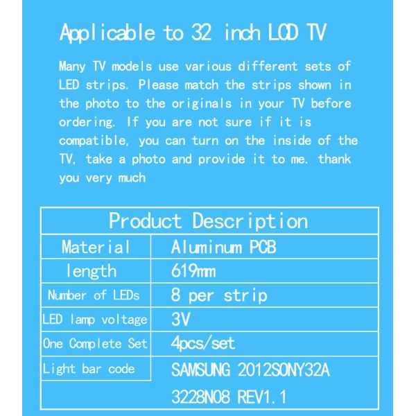 SSLS320NN01 SONY TV Backlight 32 'NDS REV0.4 B TYPE 2012SONY32B 3228 Световой столб
