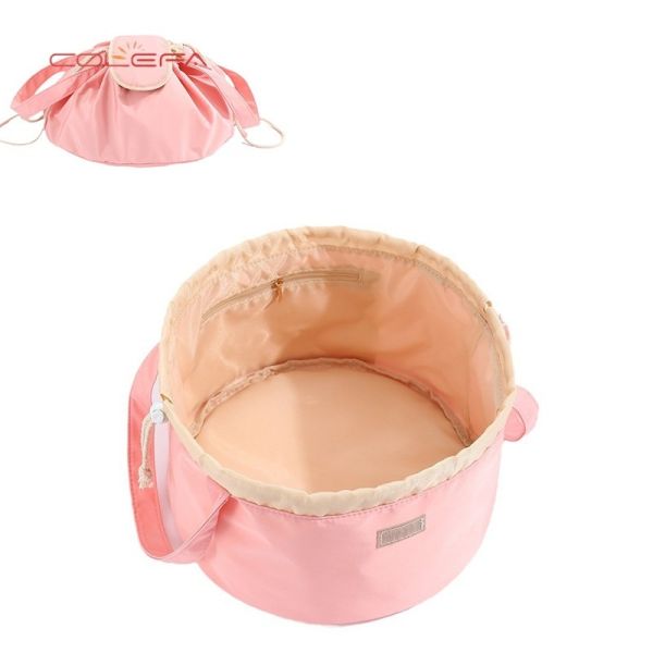 Polyester Drawstring Cosmetic Bag Large Capacity Makeup Organizer Portable Travel Storage Pouch Cosmetic Bags with Custom LOGO