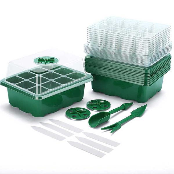 Drainage Holes Plastic Plant Seedling Trays 1 Pack of 12 Trays for Optimal Plant Growth