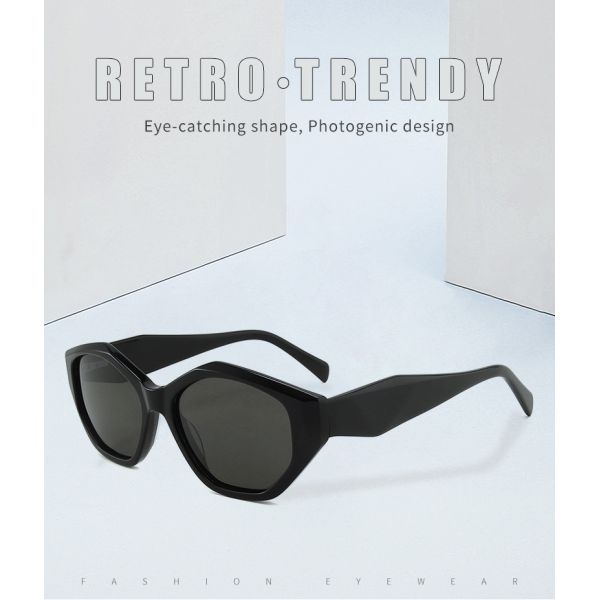 Big Size Acetate Frame Sunglasses Irregular Frame Sunglasses TAC Lens For Women