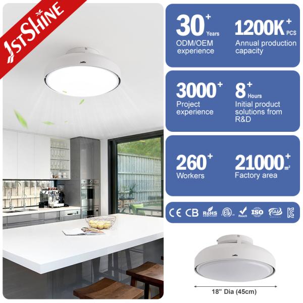 18-Inch Bladeless Ceiling Fan with LED Light and DC Motor
