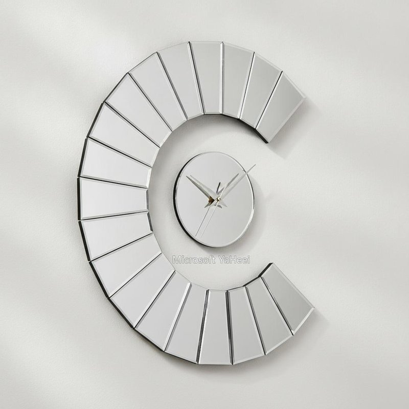 Elegant Silver Mirror Wall Clock with Silent Movement and Customizable Design