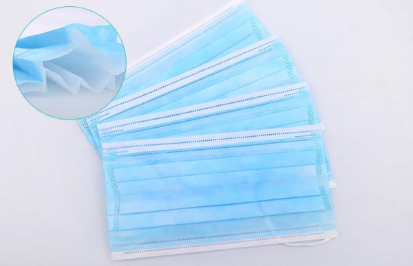 Protective Blue 3 Ply Disposable Face Mask Filter Fabric Soft Comfortable