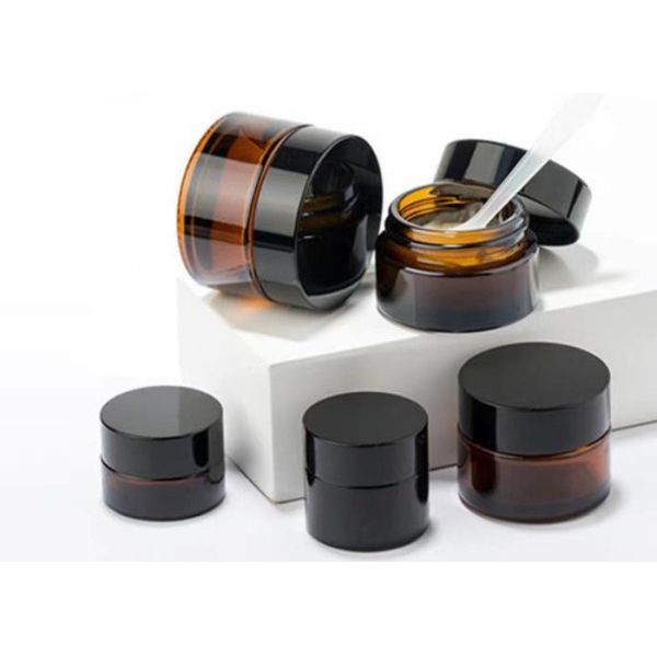ODM OEM 4 Oz  Glass Cosmetic Jars With Lids Amber Lip Balm Jars